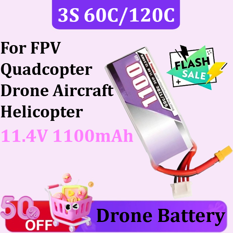 Drone Battery 3S - Batteria Lipo 3S 1100mAh 60C/120C 11.4V